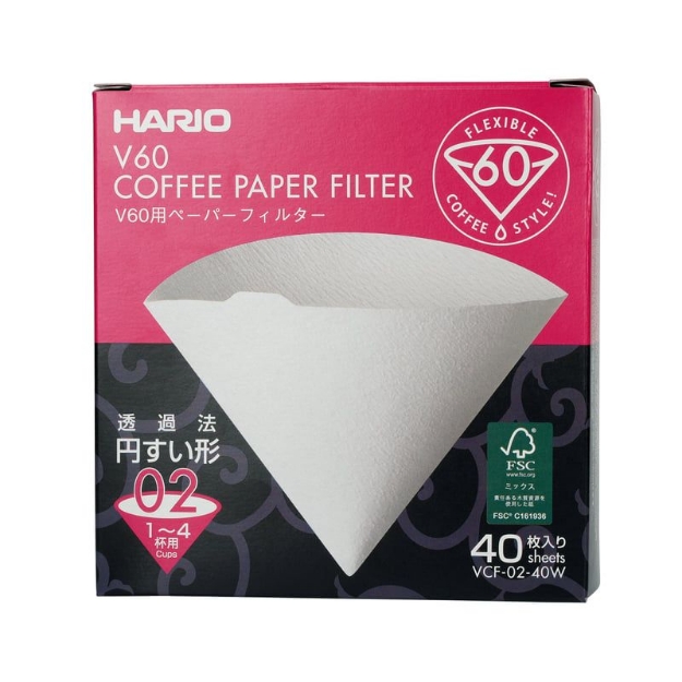 Hario paper filters for V60-02 dripper 40 pieces