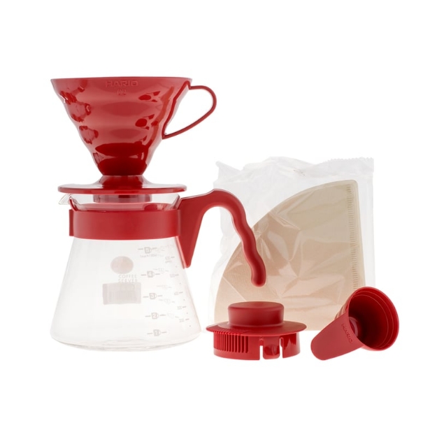 Picture of Hario V60 pour over kit red - dripper & server & filters