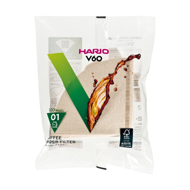 Picture of Hario Misarashi brown paper filters - V60 - 01 - 100 pieces   