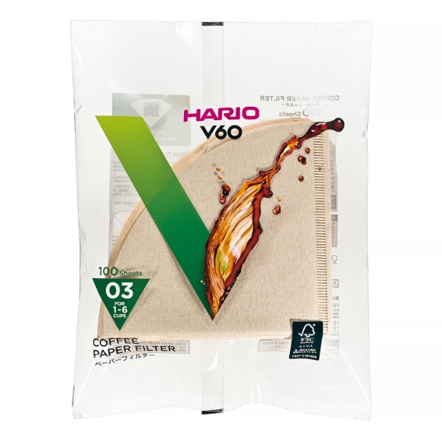 Picture of Hario Misarashi brown paper filters - V60 - 03 - 100 pieces